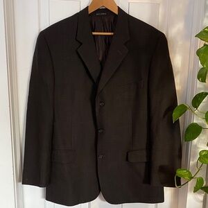 ALFANI macy’s Wool Chocolate Brown Blazer Men’s Classic Check Business Formal